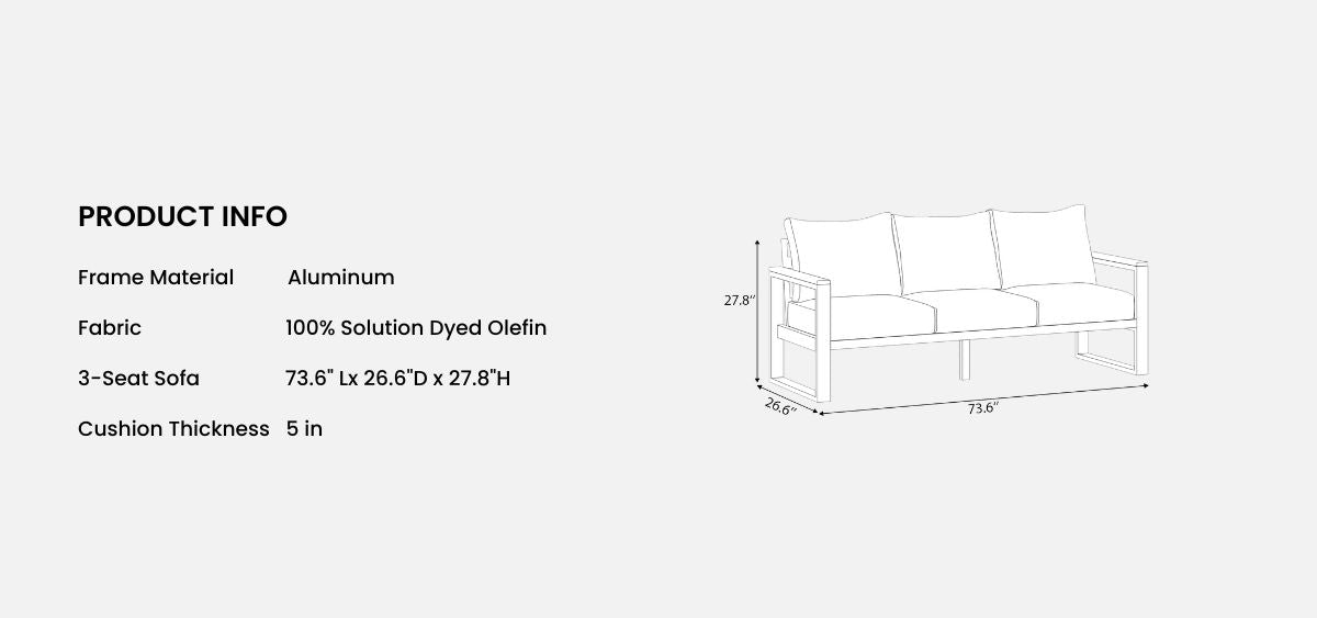 aluminum outdoor 3-seat sofa information