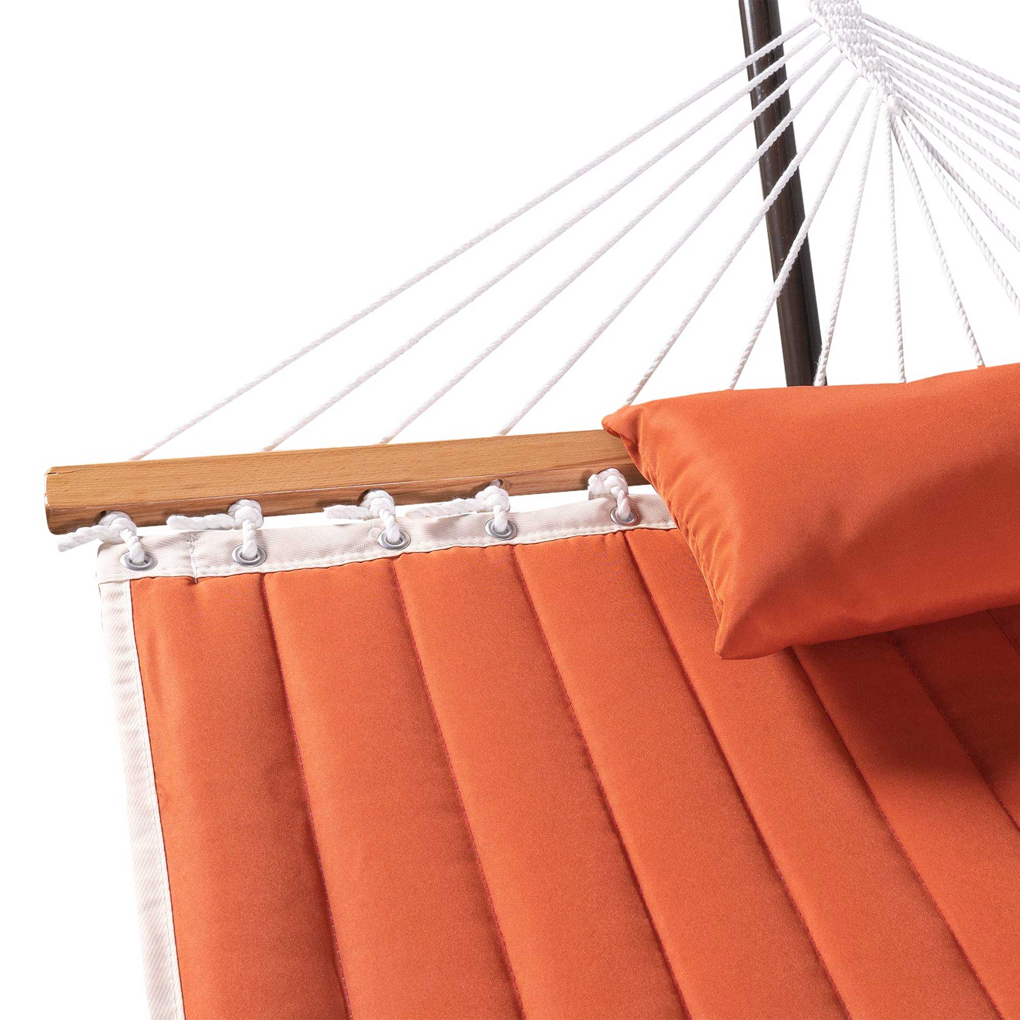 Deluxe Quilted Fabric Hammock with Steel Hammock Stand and Pillow Combo