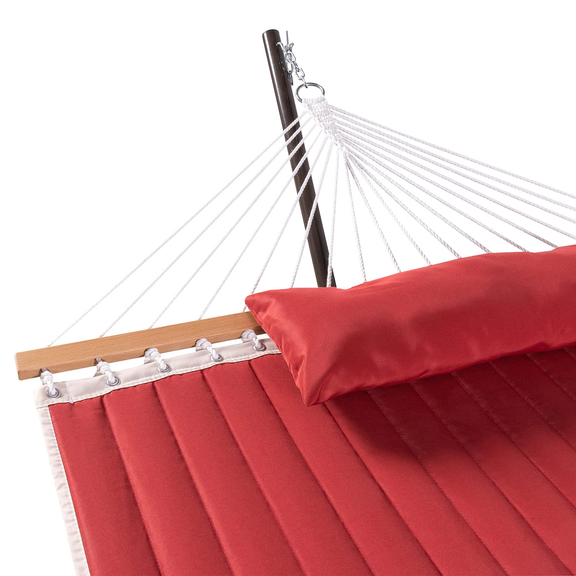 Deluxe Quilted Fabric Hammock with Steel Hammock Stand and Pillow Combo