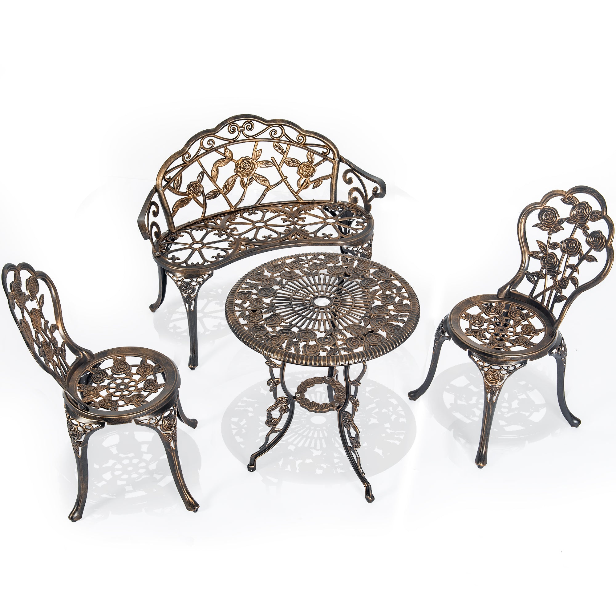 Cast Aluminum Bronze Bistro Set of 4