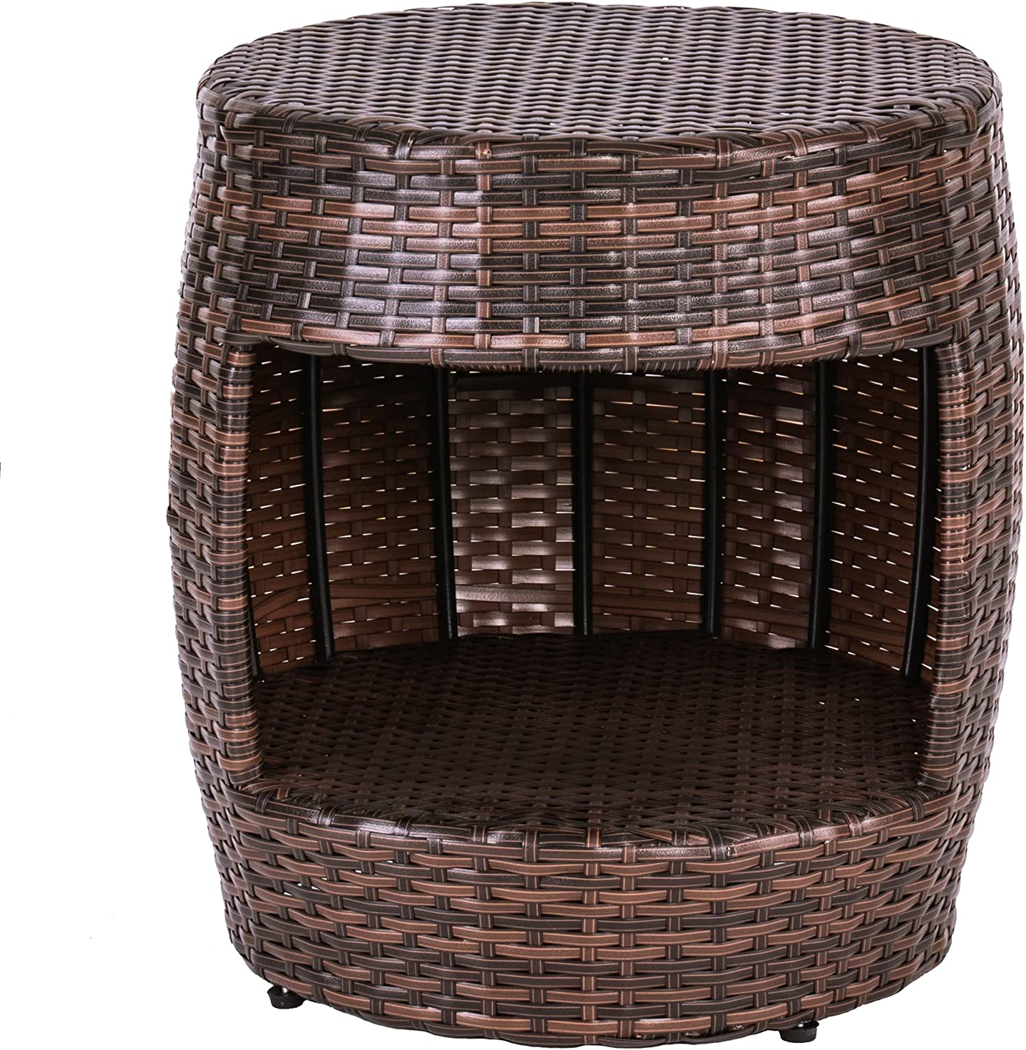 Drum Wicker Side Table