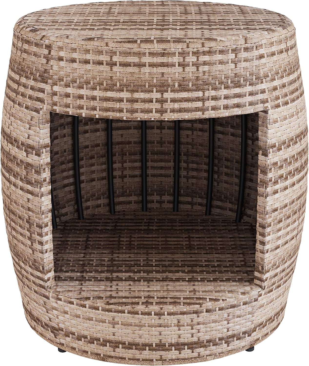 Drum Wicker Side Table