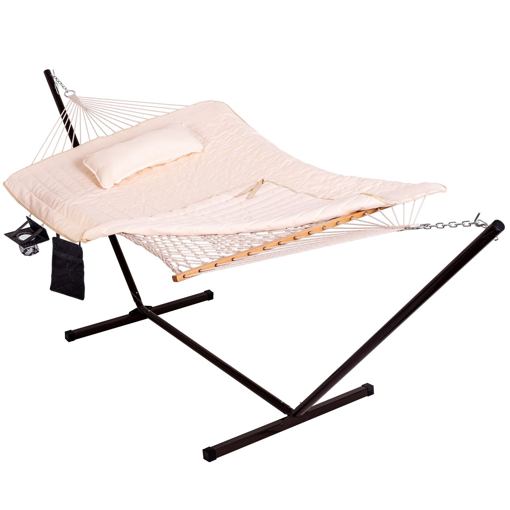 Cotton Rope Hammock, Stand, Pad and Pillow Combo