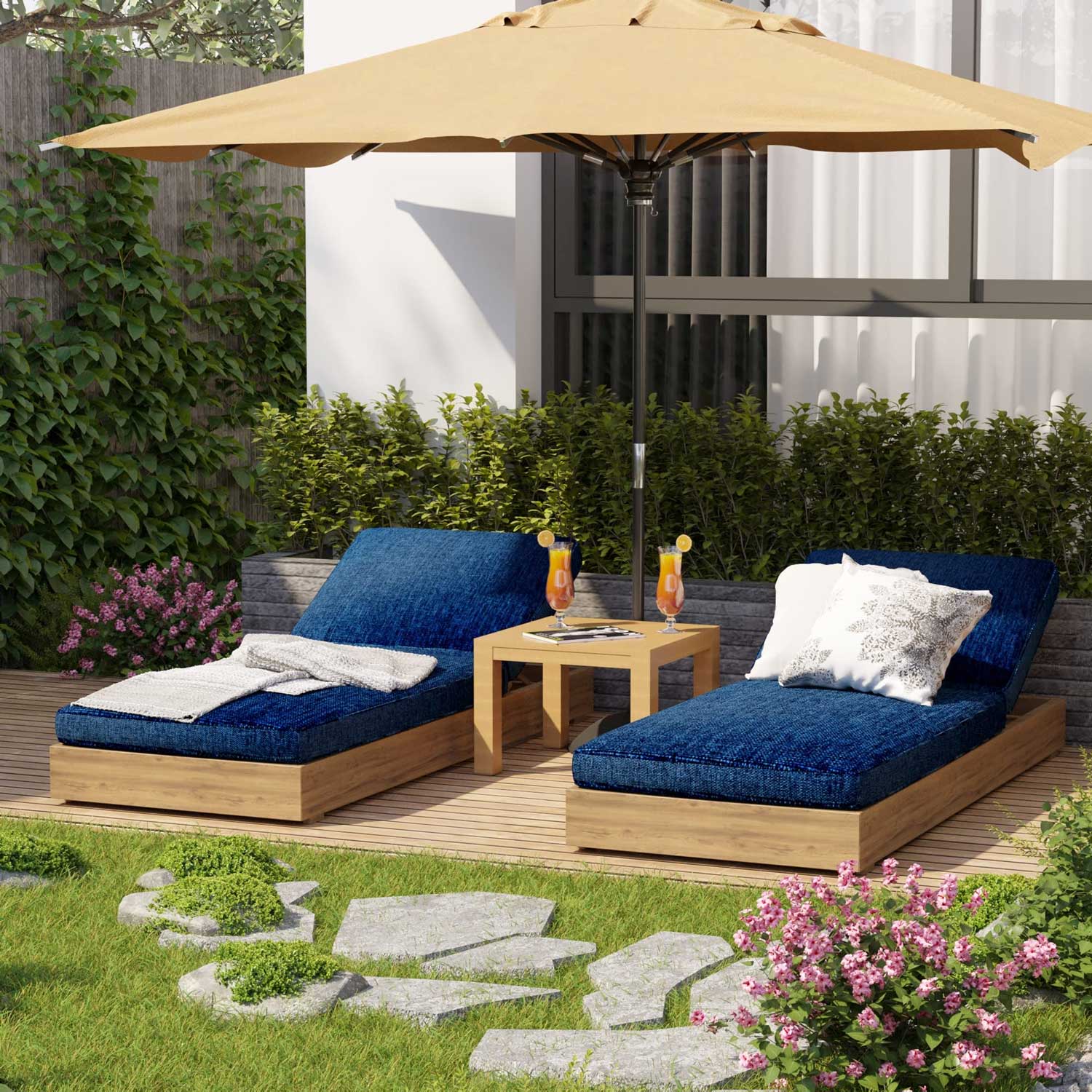 Outdoor patio chaise online lounge cushions