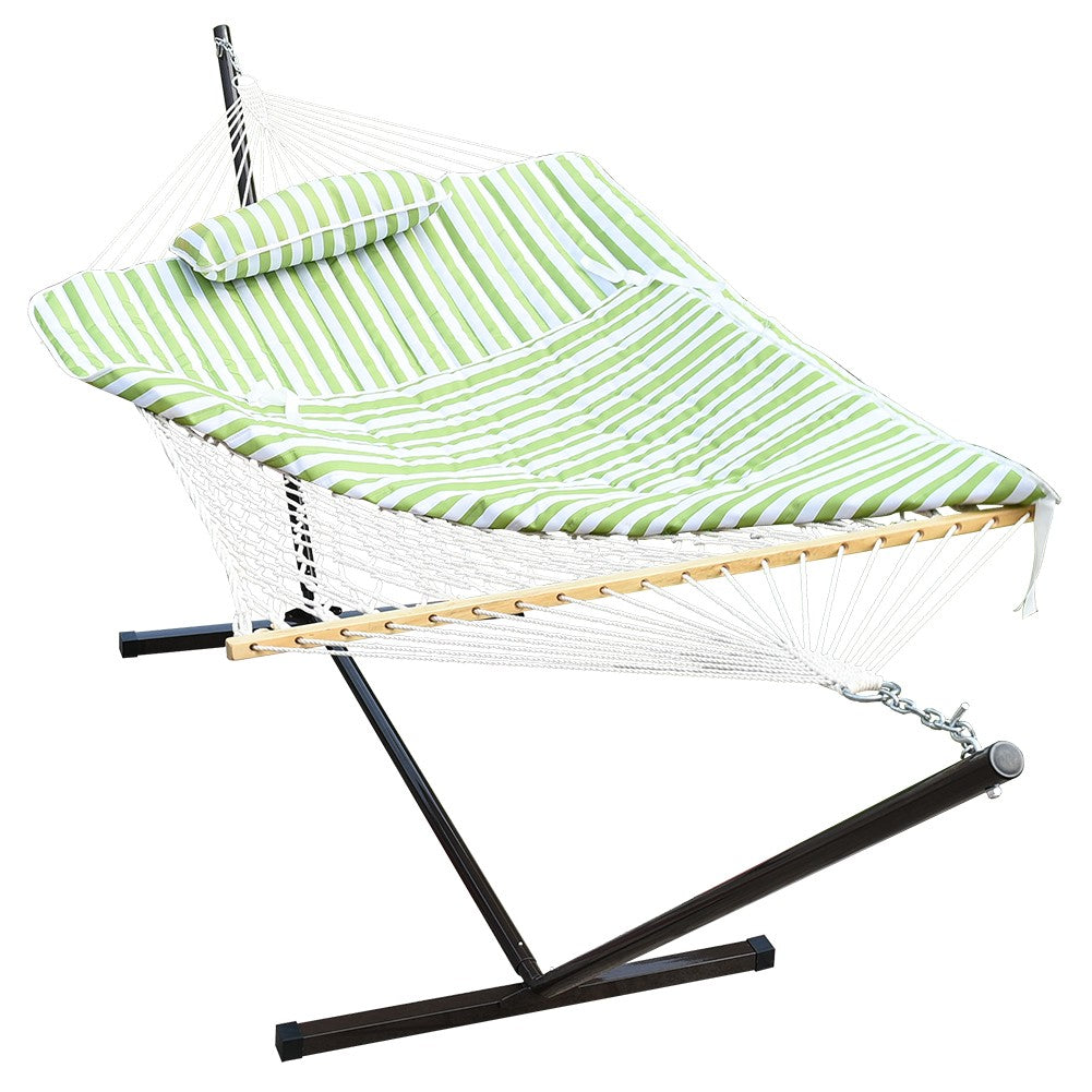 Cotton Rope Hammock, Stand, Pad and Pillow Combo