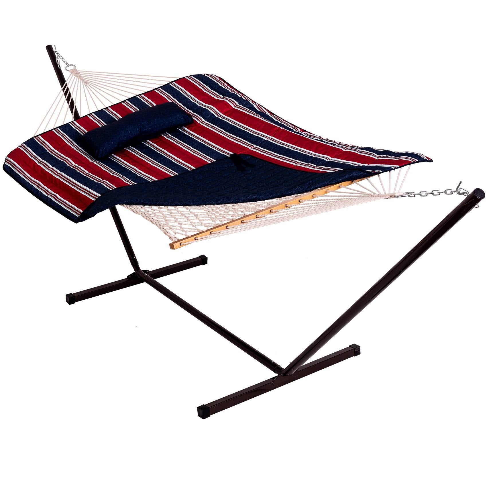 Cotton Rope Hammock, Stand, Pad and Pillow Combo