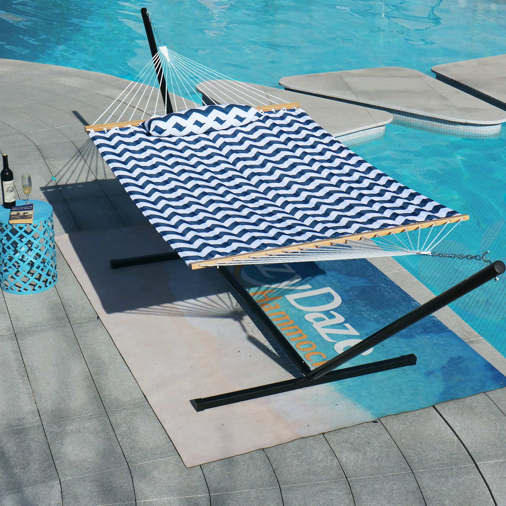 Large Double Quilted Hammock with Detachable Pillow