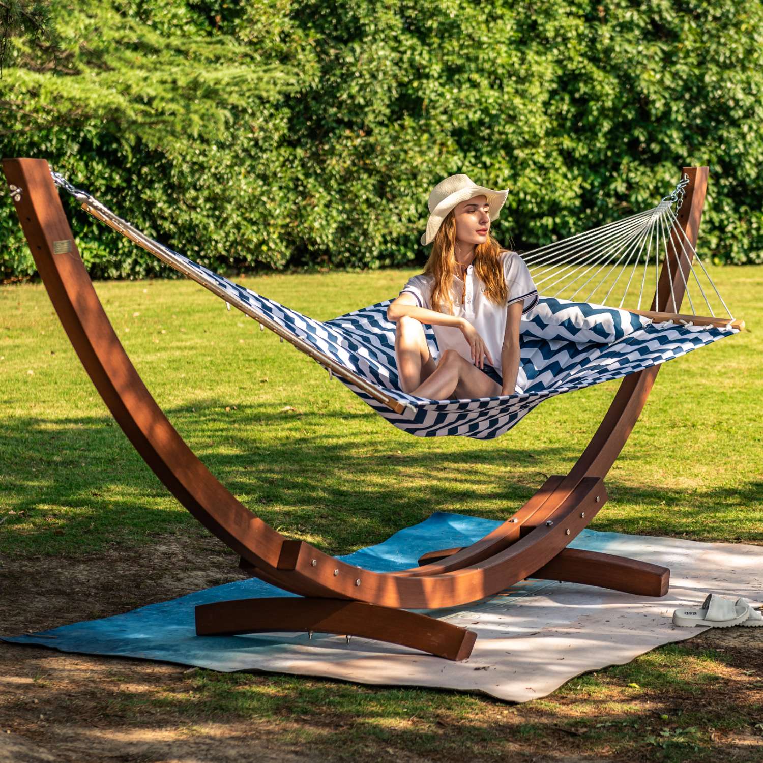 Large Double Quilted Hammock with Detachable Pillow