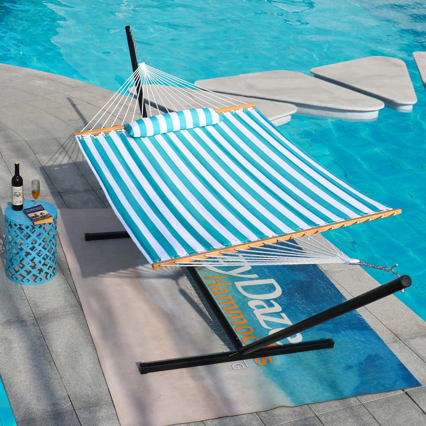 Large Double Quilted Hammock with Detachable Pillow