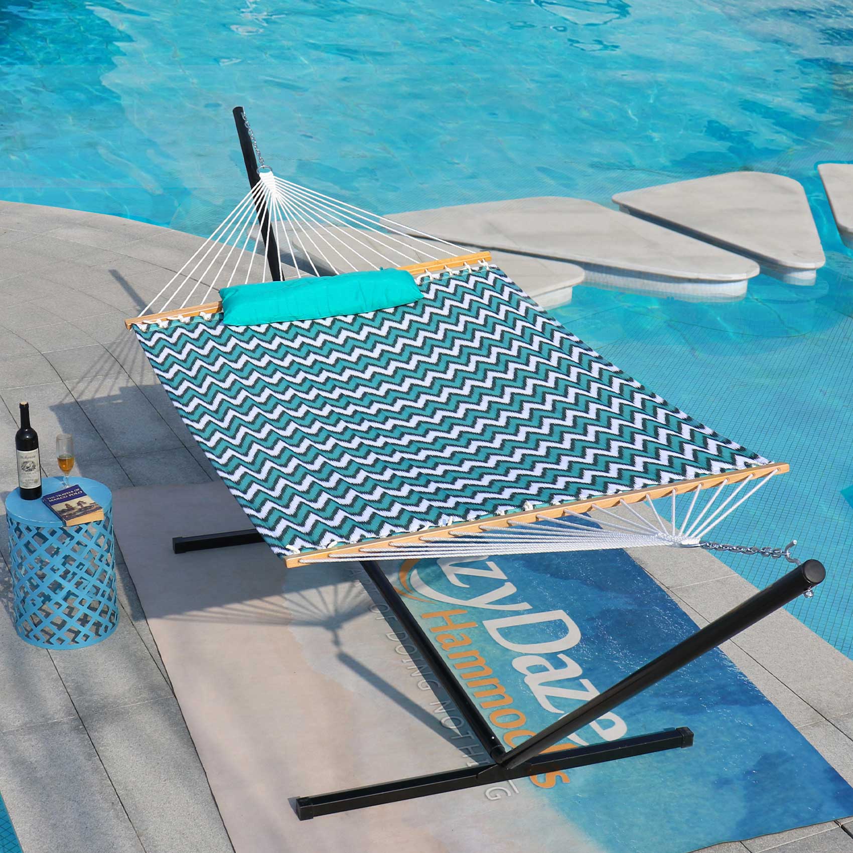 Large Double Quilted Hammock with Detachable Pillow