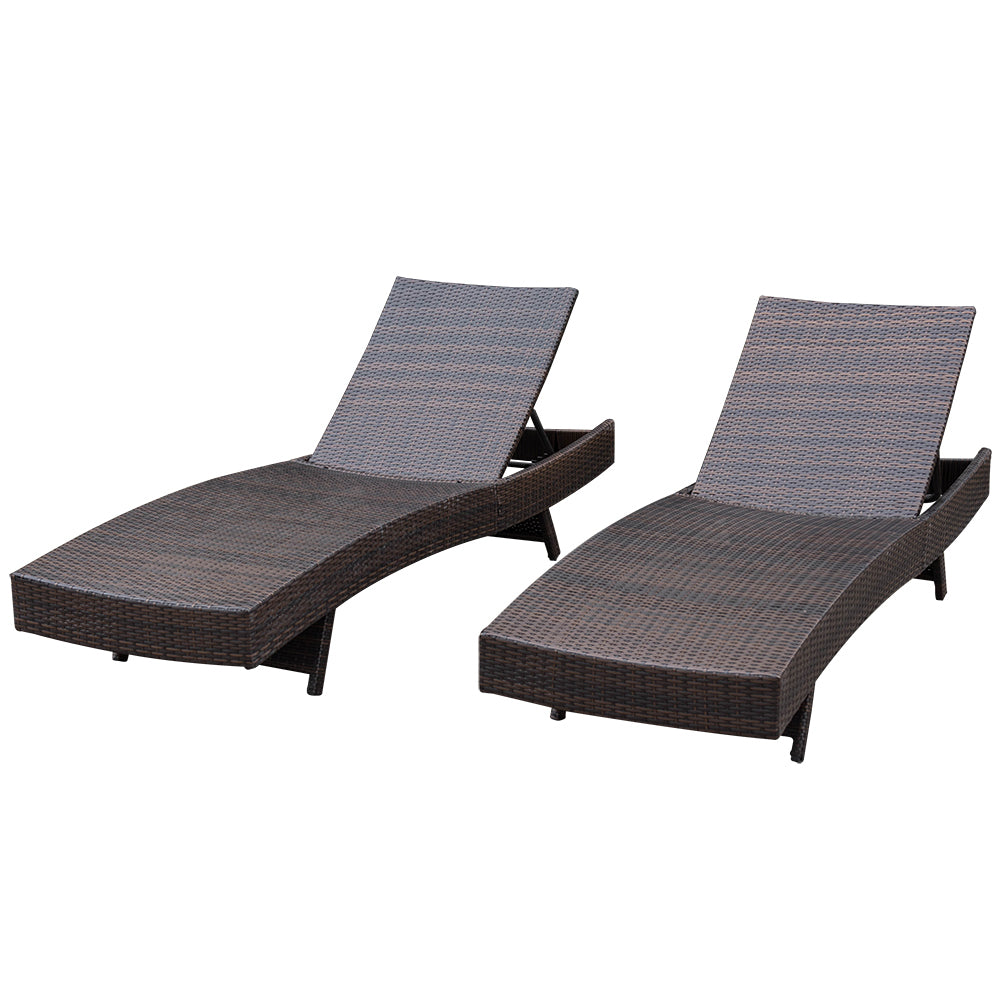 PE Rattan Chaise Lounge Set of 2 With Cushions & Pillows