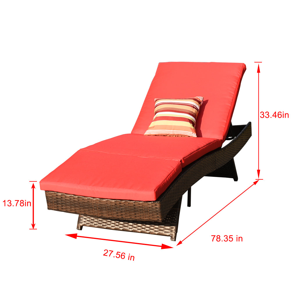 PE Rattan Chaise Lounge Set of 2 With Cushions & Pillows