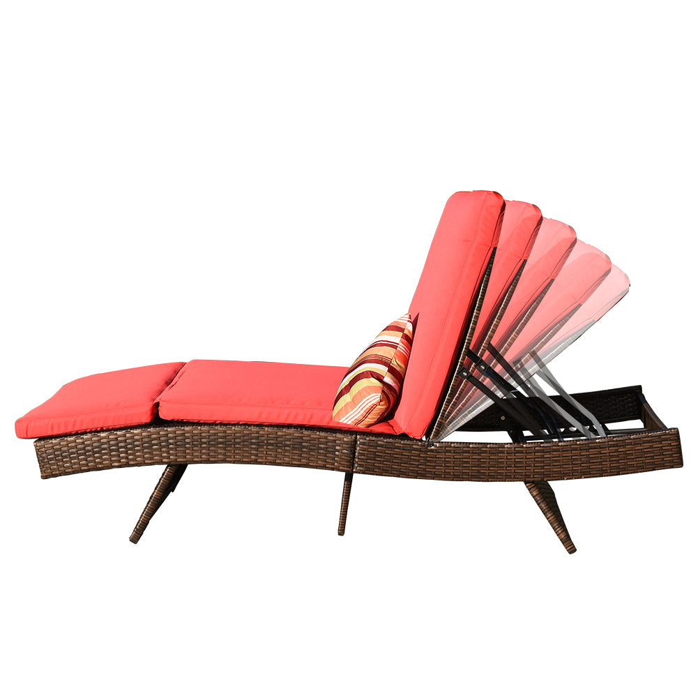 PE Rattan Chaise Lounge Set of 2 With Cushions & Pillows