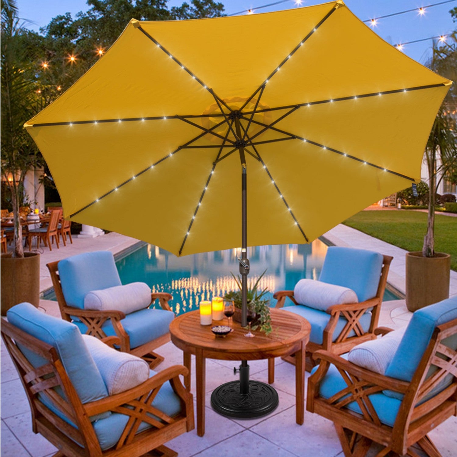 Sundale Outdoor 11FT 40 LED Lights Aluminum Patio Market Umbrella