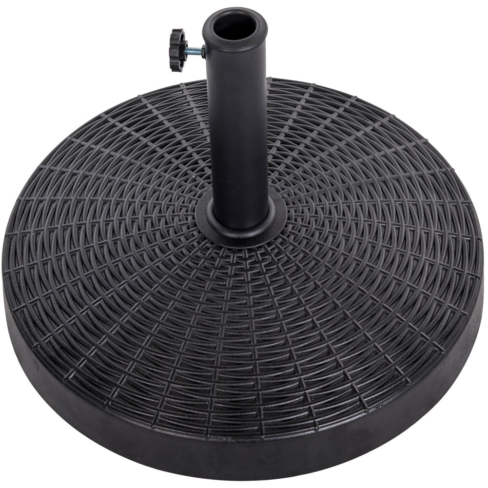 50lbs Bliss Wicker Resin Black Patio Umbrella Base Metal Heavy Duty Stand