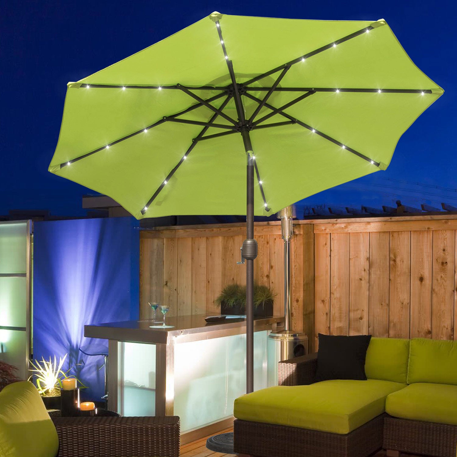 Sundale Outdoor 7 ft Solar Powered 24 LED Lighted Patio Umbrella