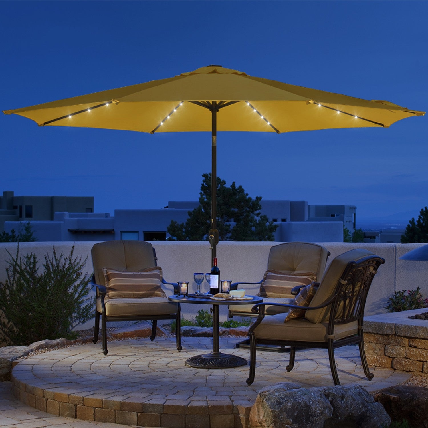 Sundale Outdoor 11FT 40 LED Lights Aluminum Patio Market Umbrella