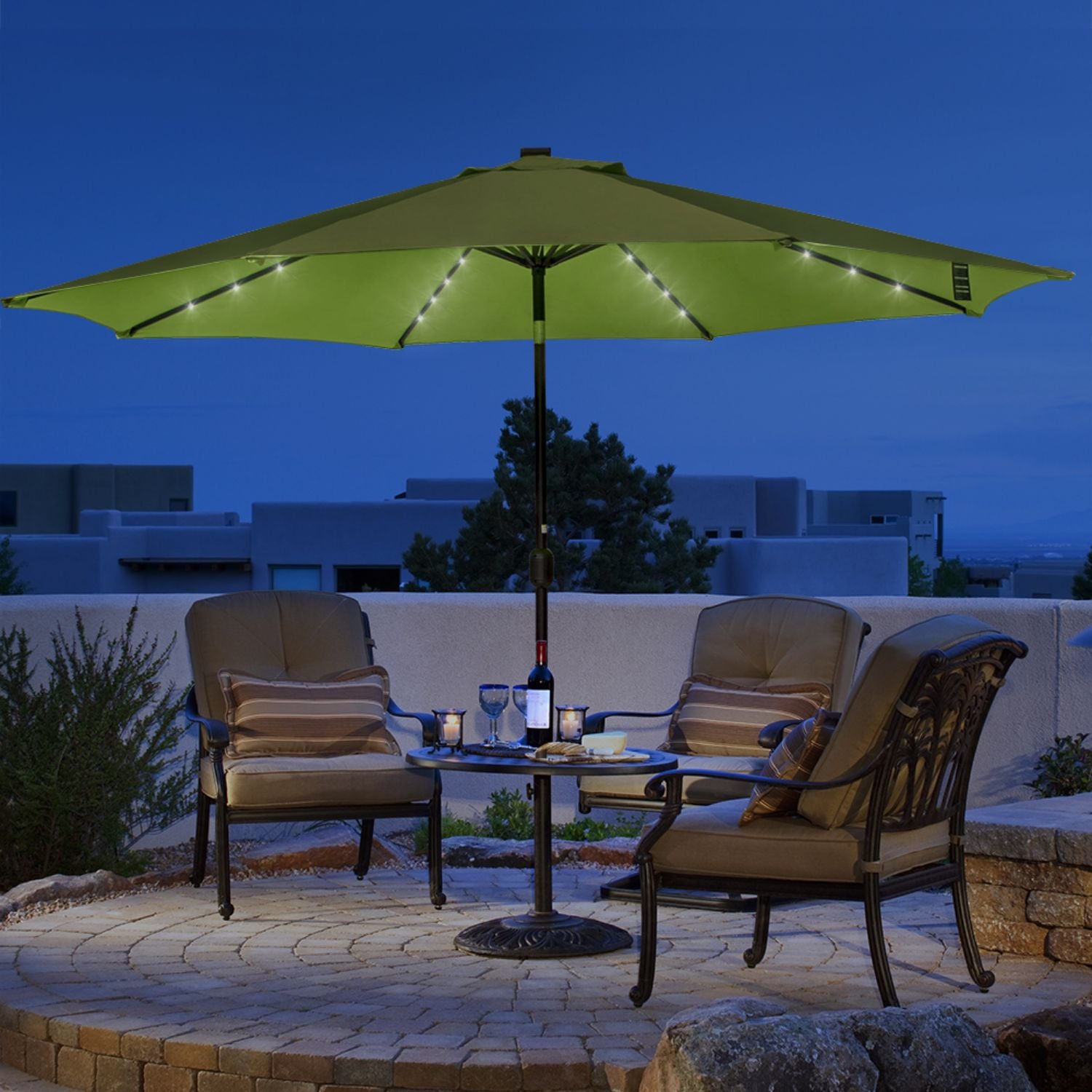 Sundale Outdoor 11FT 40 LED Lights Aluminum Patio Market Umbrella