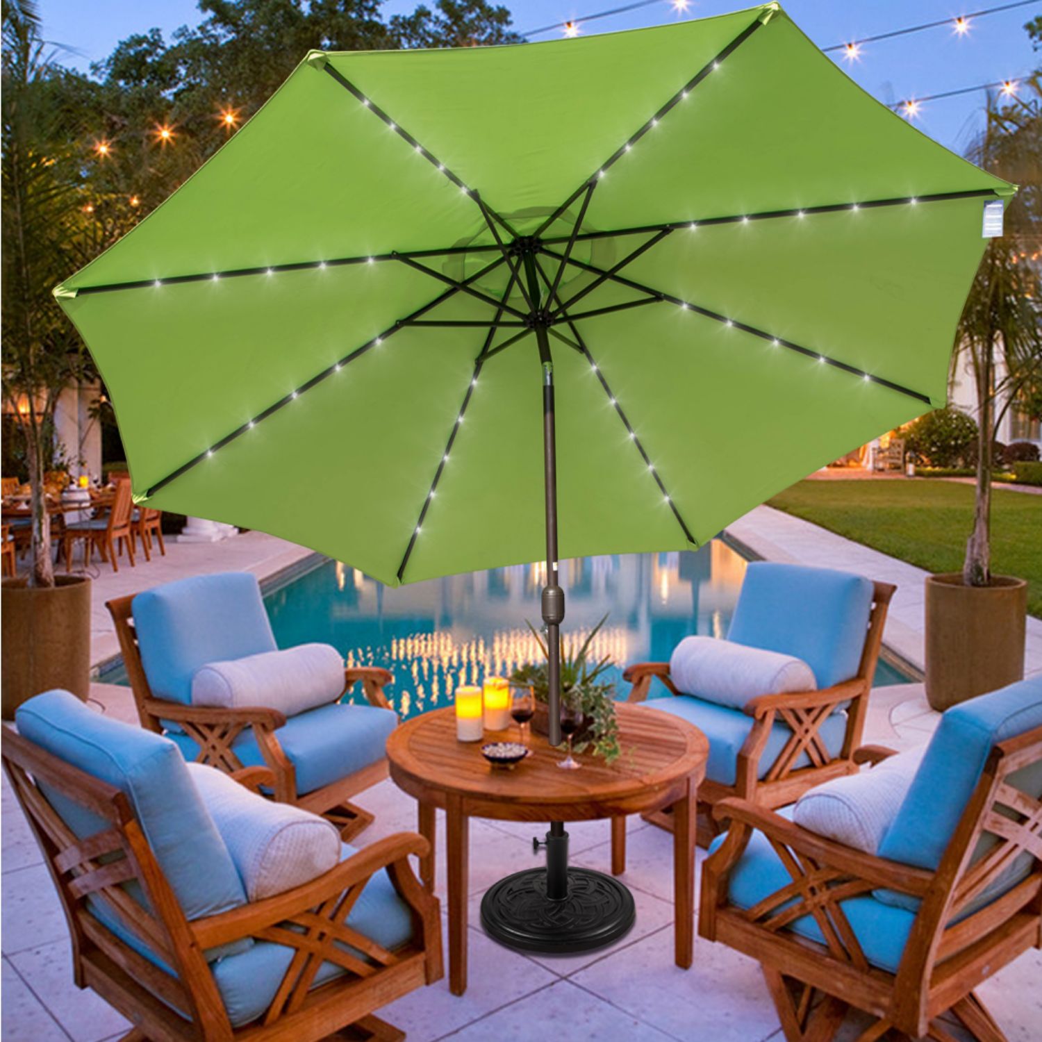 Sundale Outdoor 11FT 40 LED Lights Aluminum Patio Market Umbrella