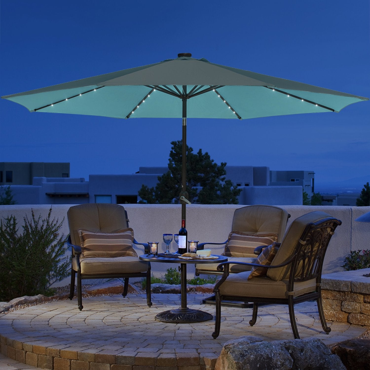 Sundale Outdoor 11FT 40 LED Lights Aluminum Patio Market Umbrella