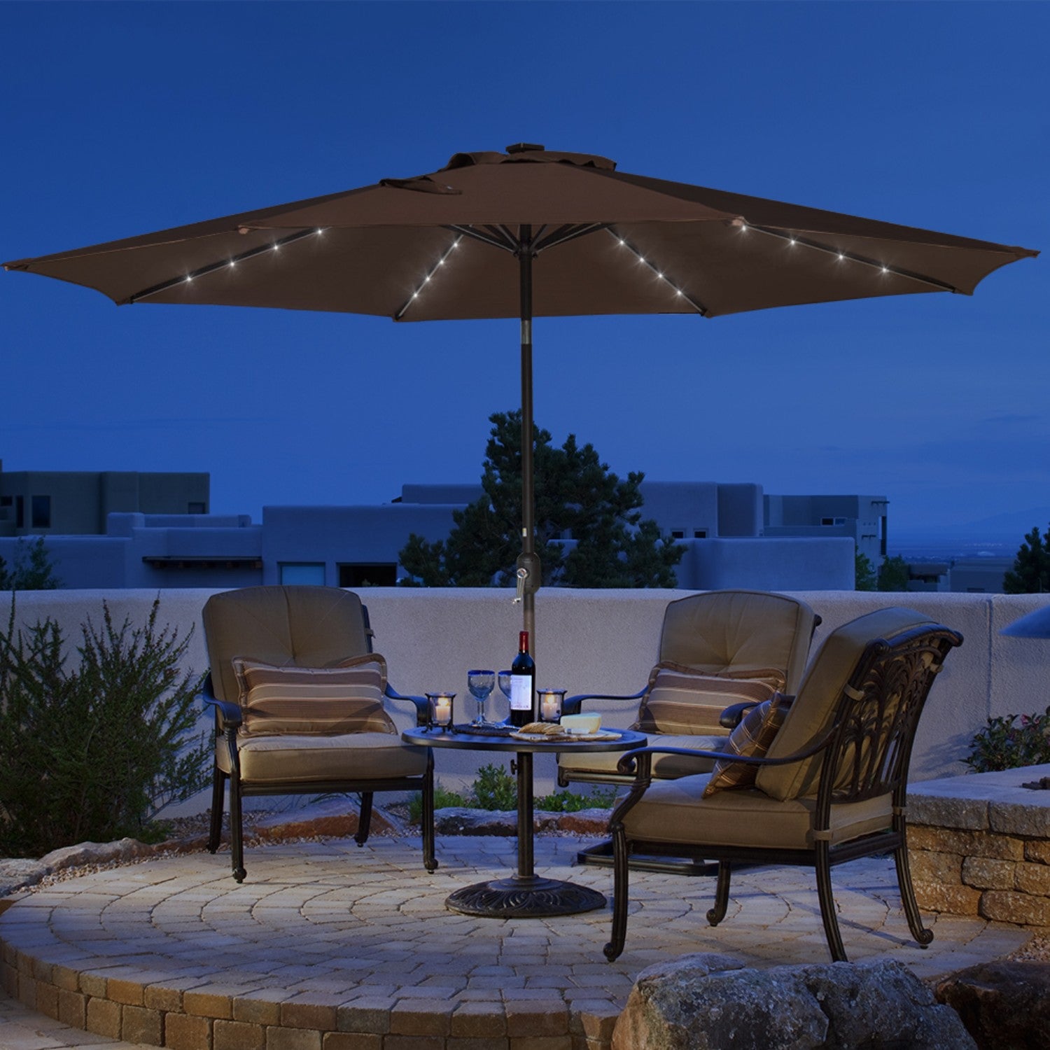 Sundale Outdoor 11FT 40 LED Lights Aluminum Patio Market Umbrella