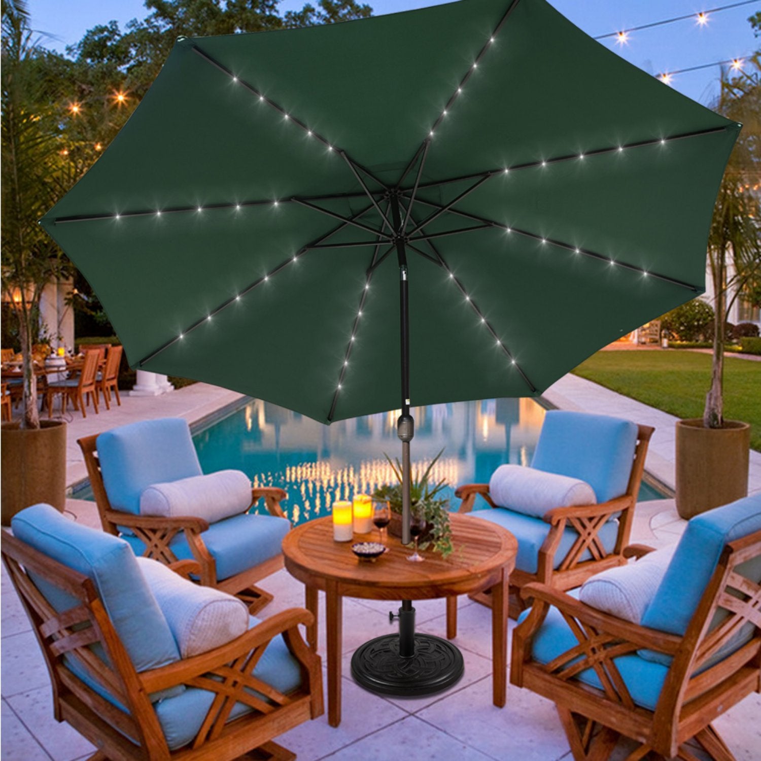 Sundale Outdoor 11FT 40 LED Lights Aluminum Patio Market Umbrella