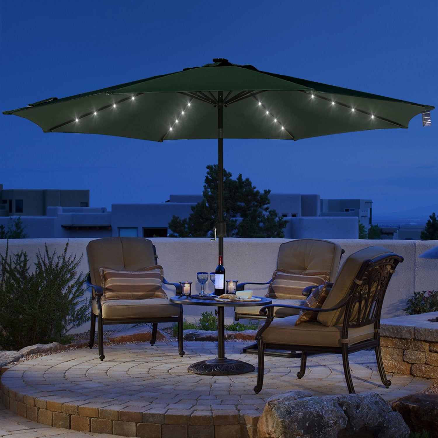 Sundale Outdoor 11FT 40 LED Lights Aluminum Patio Market Umbrella