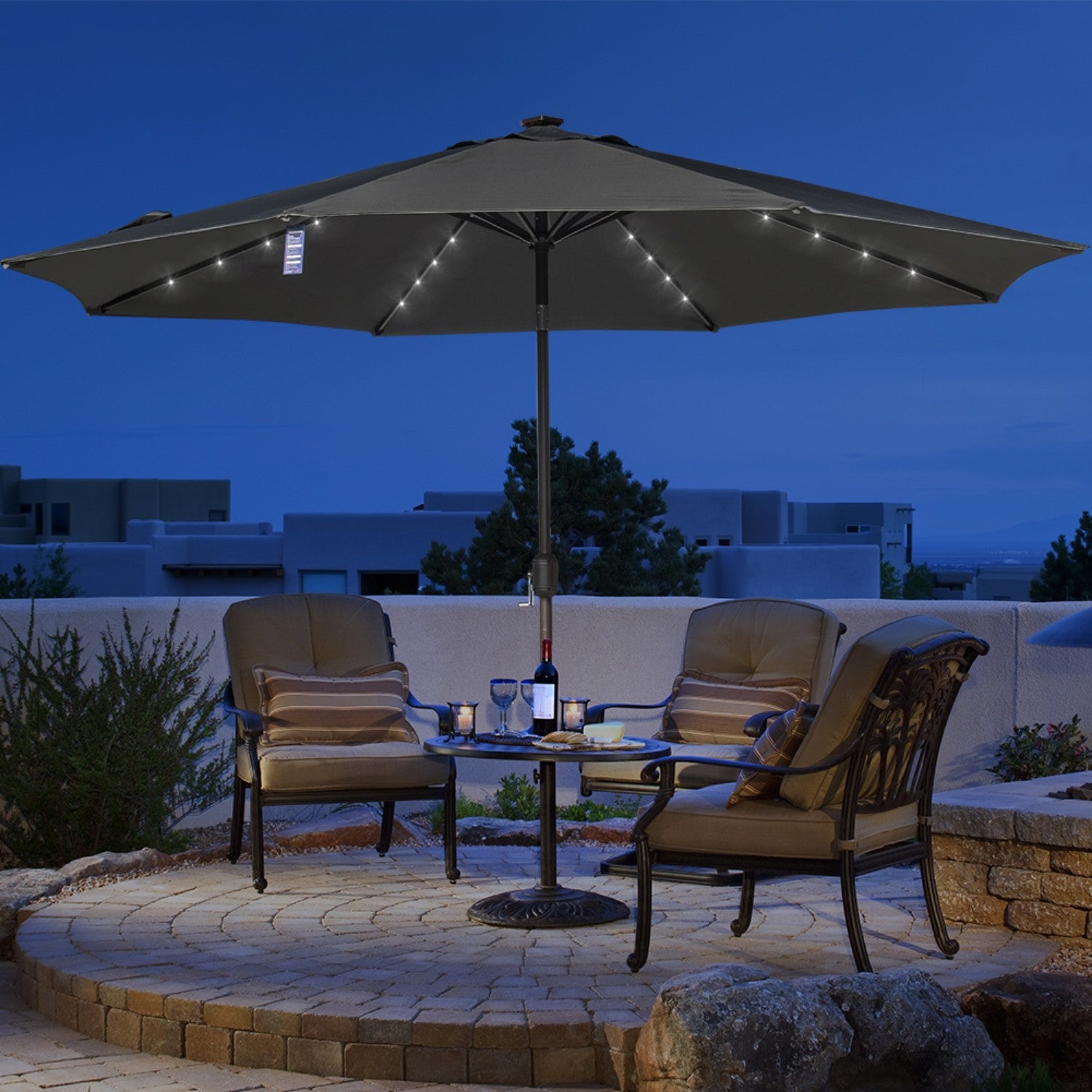 Sundale Outdoor 11FT 40 LED Lights Aluminum Patio Market Umbrella