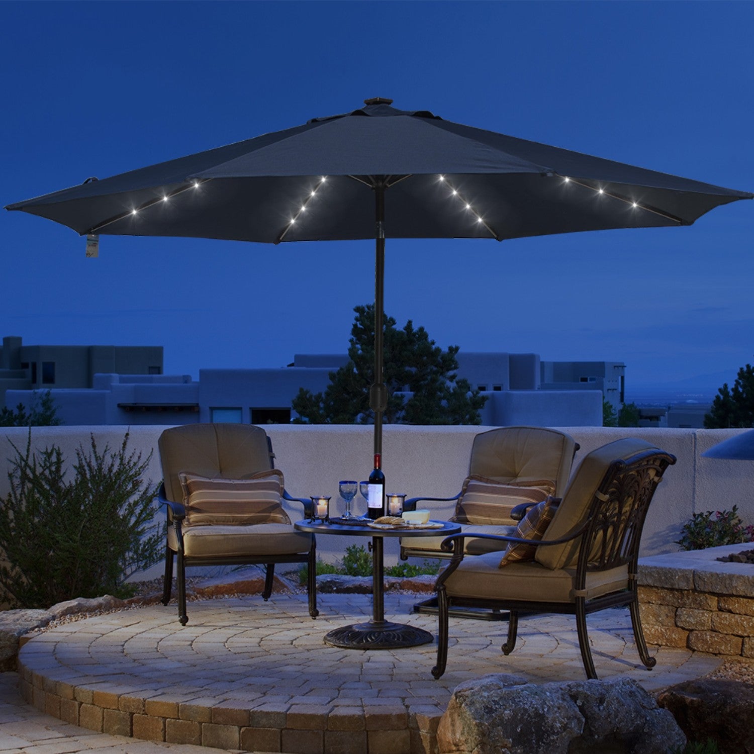 Sundale Outdoor 11FT 40 LED Lights Aluminum Patio Market Umbrella