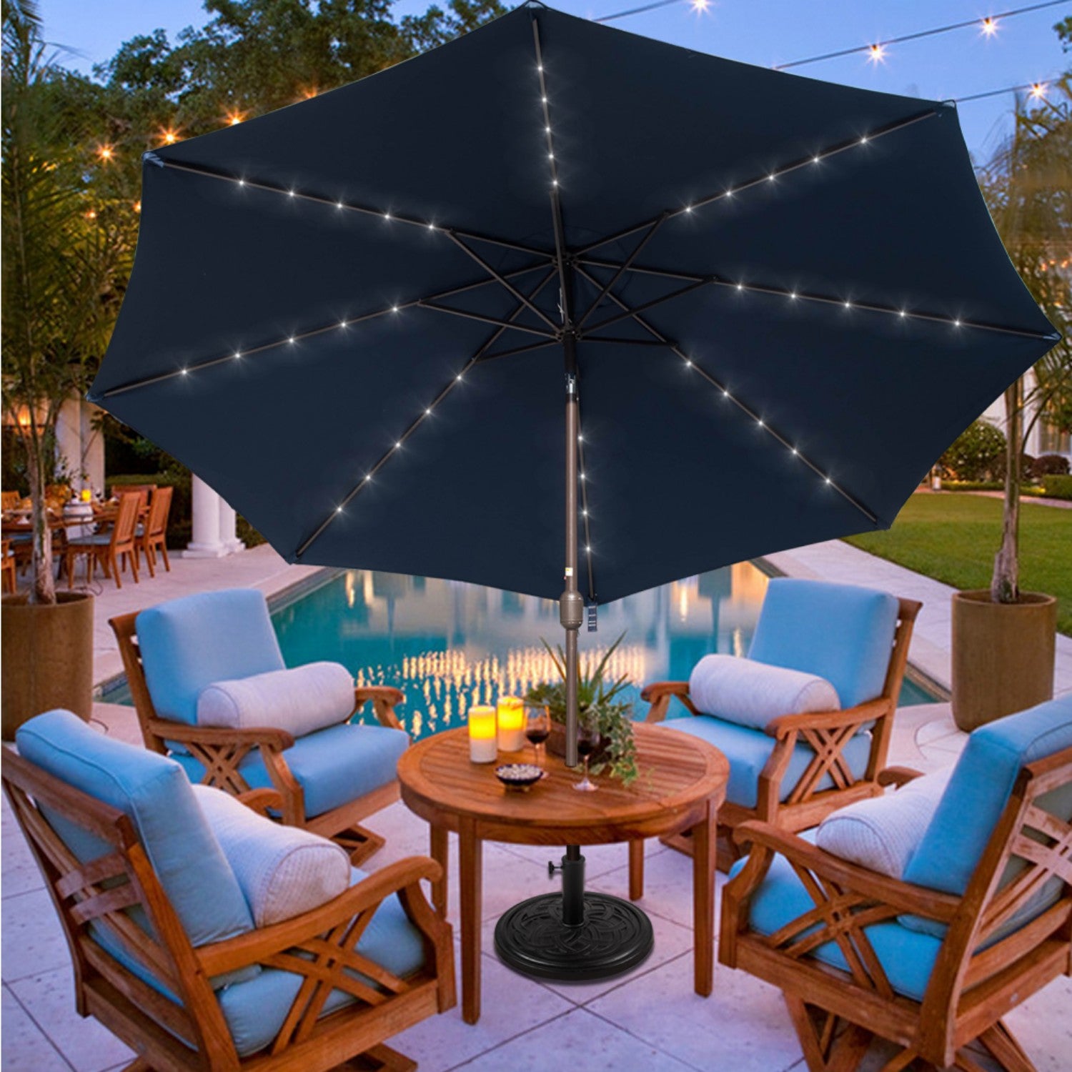 Sundale Outdoor 11FT 40 LED Lights Aluminum Patio Market Umbrella