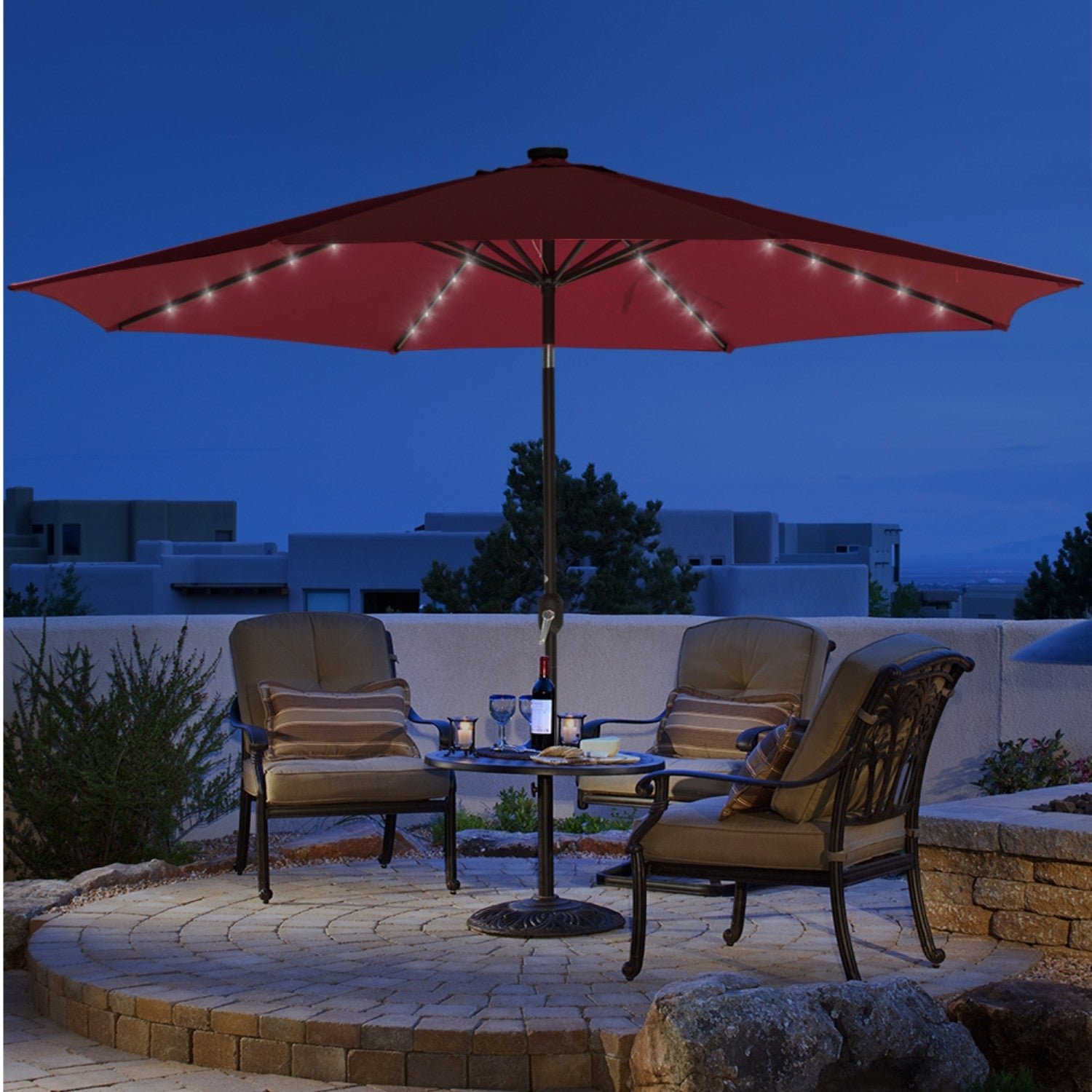 Sundale Outdoor 11FT 40 LED Lights Aluminum Patio Market Umbrella