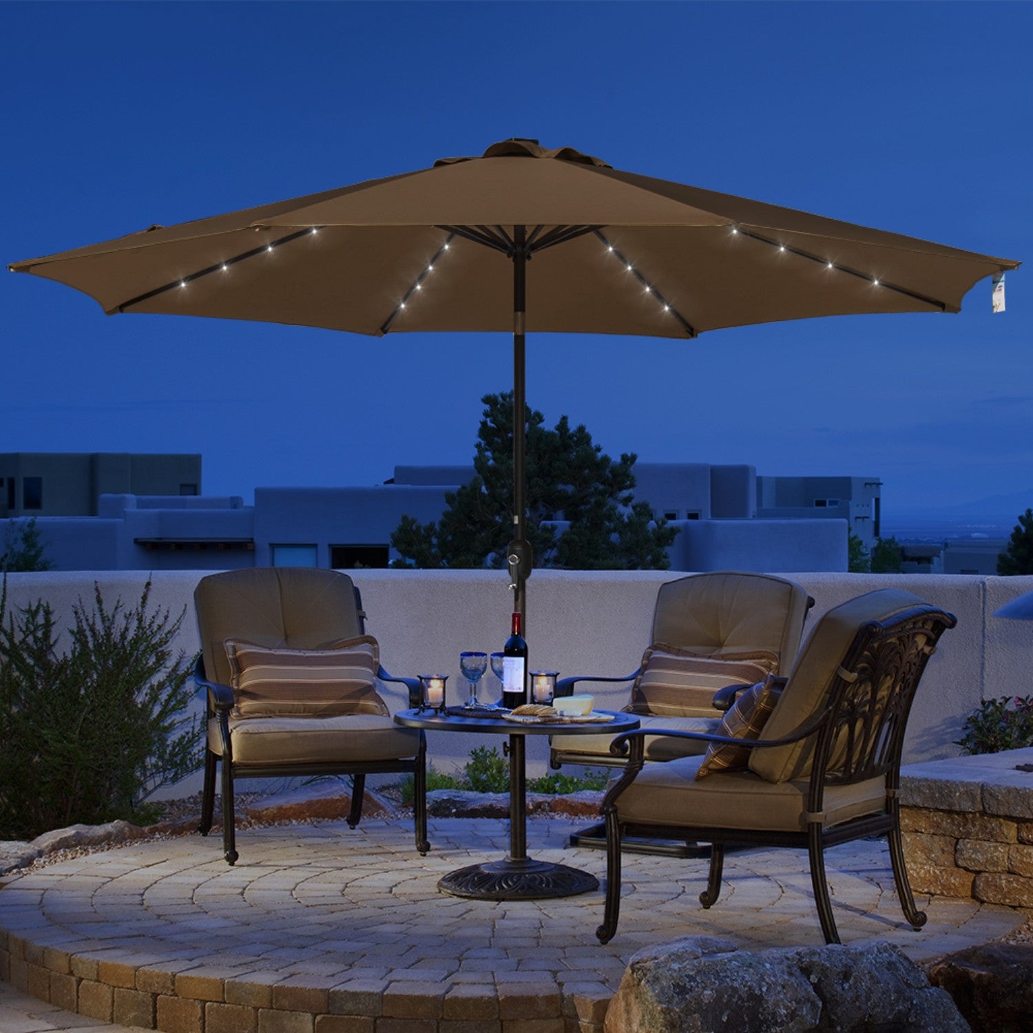 Sundale Outdoor 11FT 40 LED Lights Aluminum Patio Market Umbrella