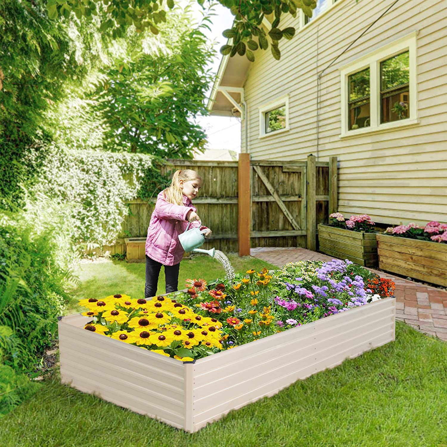 Sundale Outdoor Galvanized Raised Garden Bed Kit (rectangular)