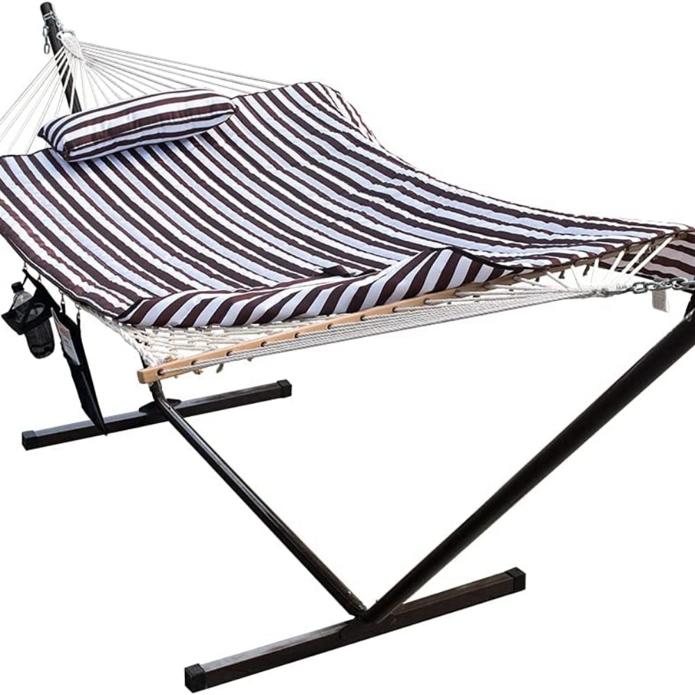 Cotton Rope Hammock, Stand, Pad and Pillow Combo