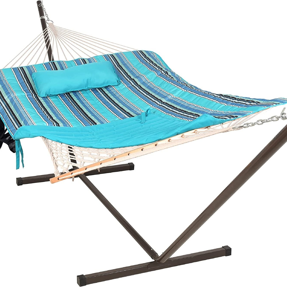 Cotton Rope Hammock, Stand, Pad and Pillow Combo