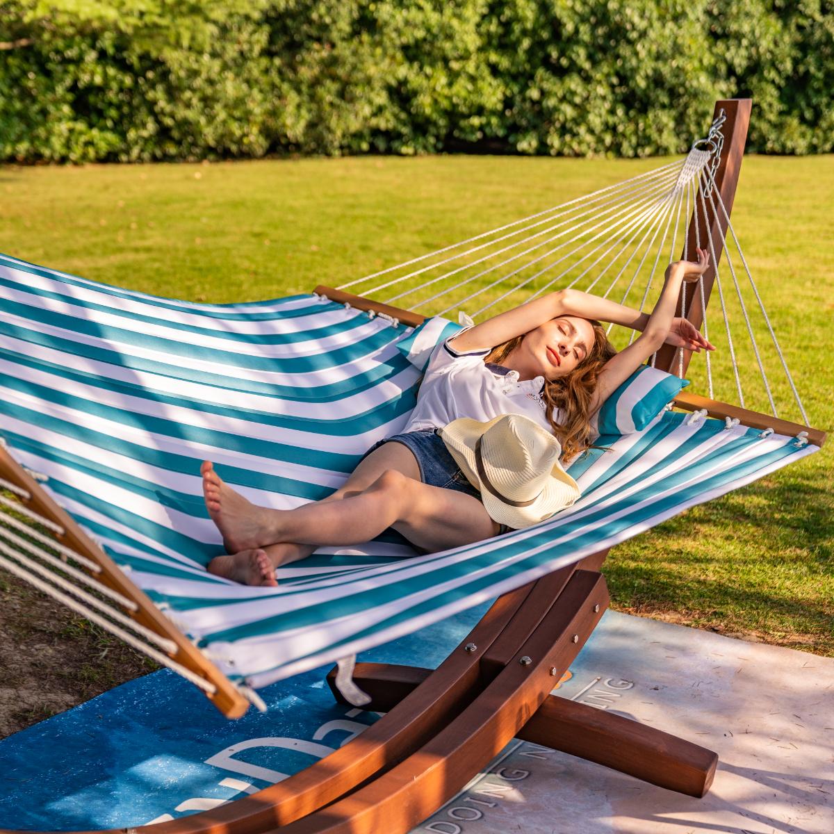 Large Double Quilted Hammock with Detachable Pillow